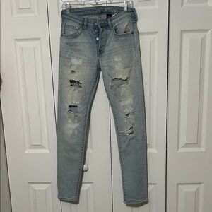 Recycled Karma Light Blue Distressed Skinny Jeans